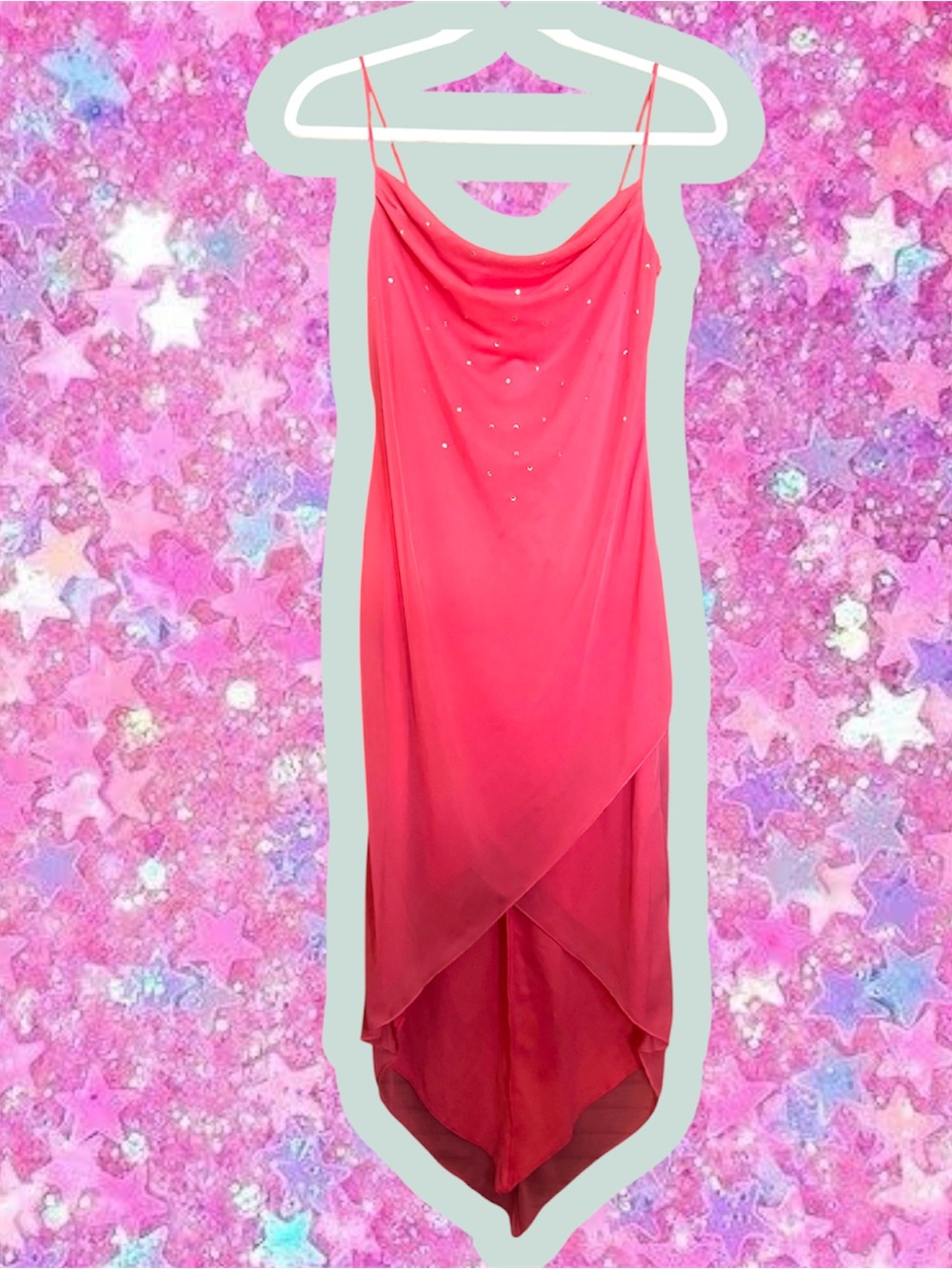 City triangles vintage y2k mesh midi dress S M 90s bias bodycon rhinestone 2000s